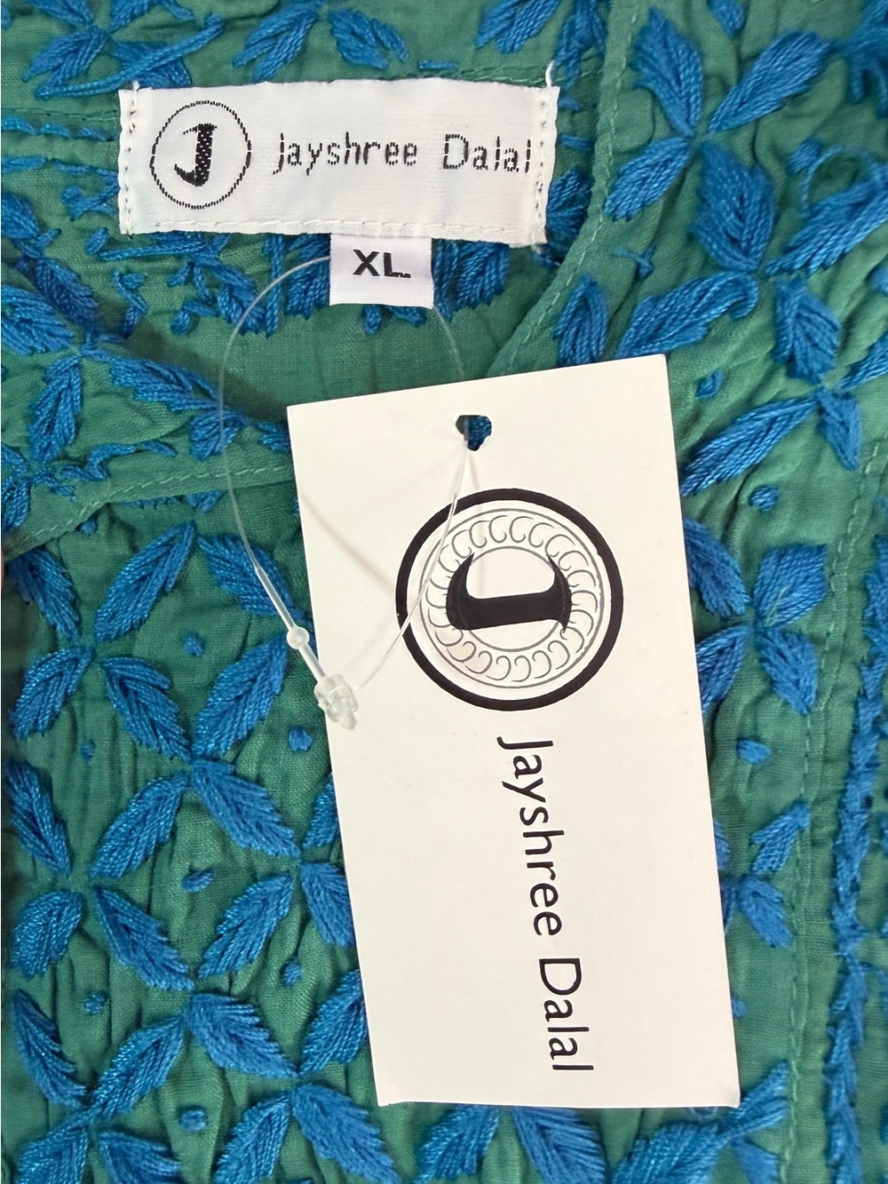 Jayshree Dalal Hand Embroidered Cotton Tunic Dress – Size XL – NWT - Picture 9 of 11